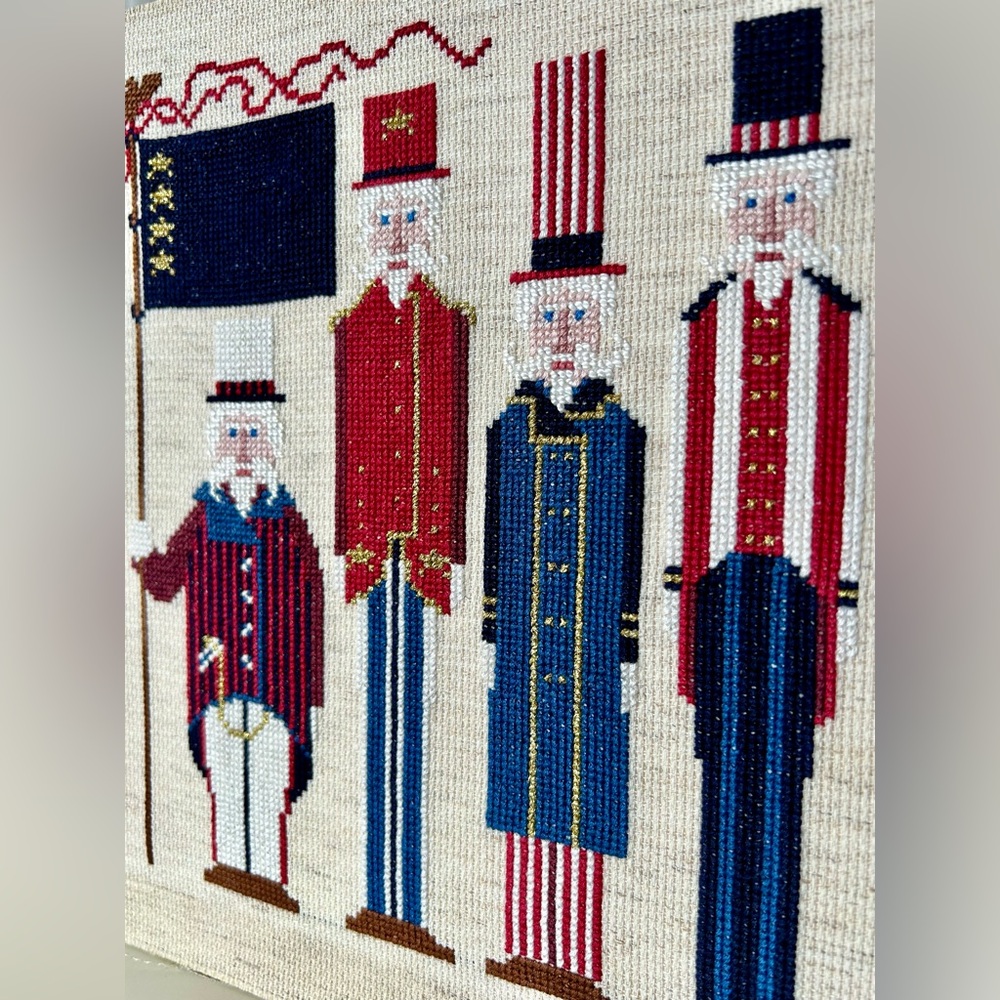 Patriotic Needlepoint Stars and Stripes Uncle Sam unframed